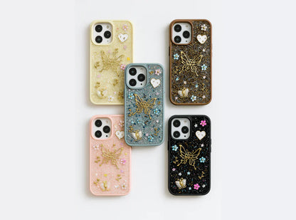 3D Butterfly Glitter Rhinestone Soft Silicone iPhone Case