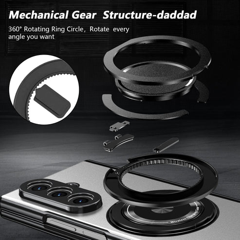 Magnetic Ring Kickstand Case with Tempered Glass